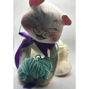 Vintage Annalee kitten cat playful Kitty1999 yarn ball cat doll xmas